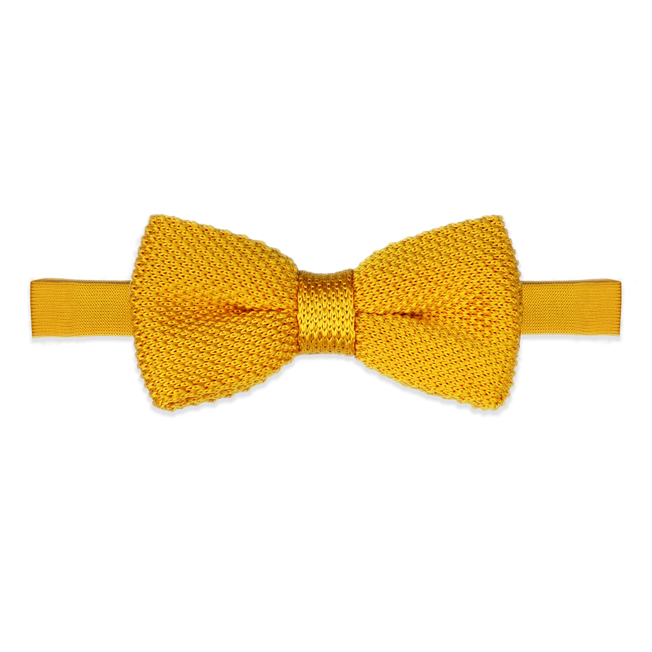 The Gents Lab Men's Mustard Yellow - 100% Polyester Adjustable Knitted Bow Tie (Mustard Yellow)