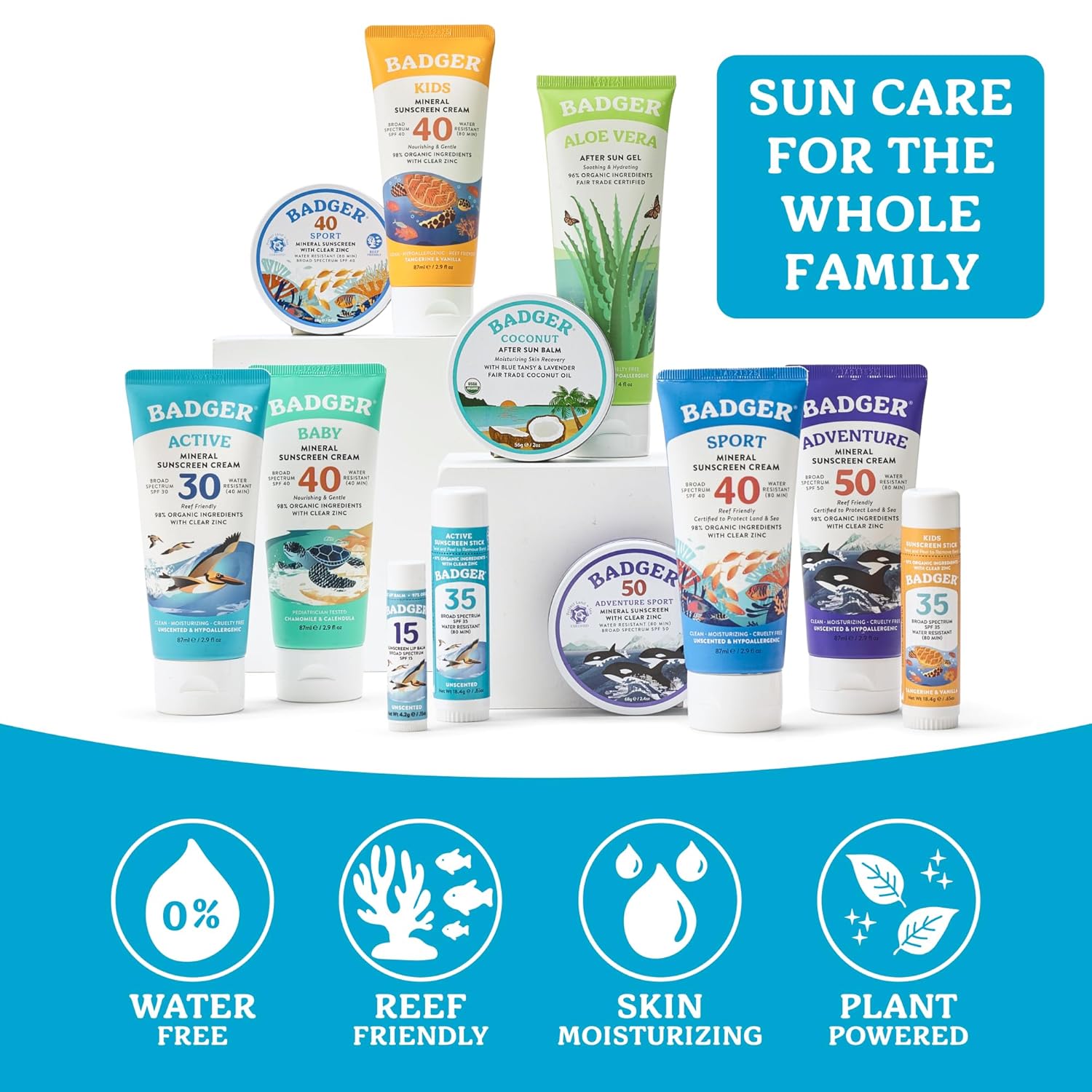 Badger Mineral Sunscreen Lip Balm SPF 15, Reef Safe, Zinc Oxide, Unscented, Travel Size, SPF Lip Balm Sunscreen Stick, .15 oz 4-Pack
