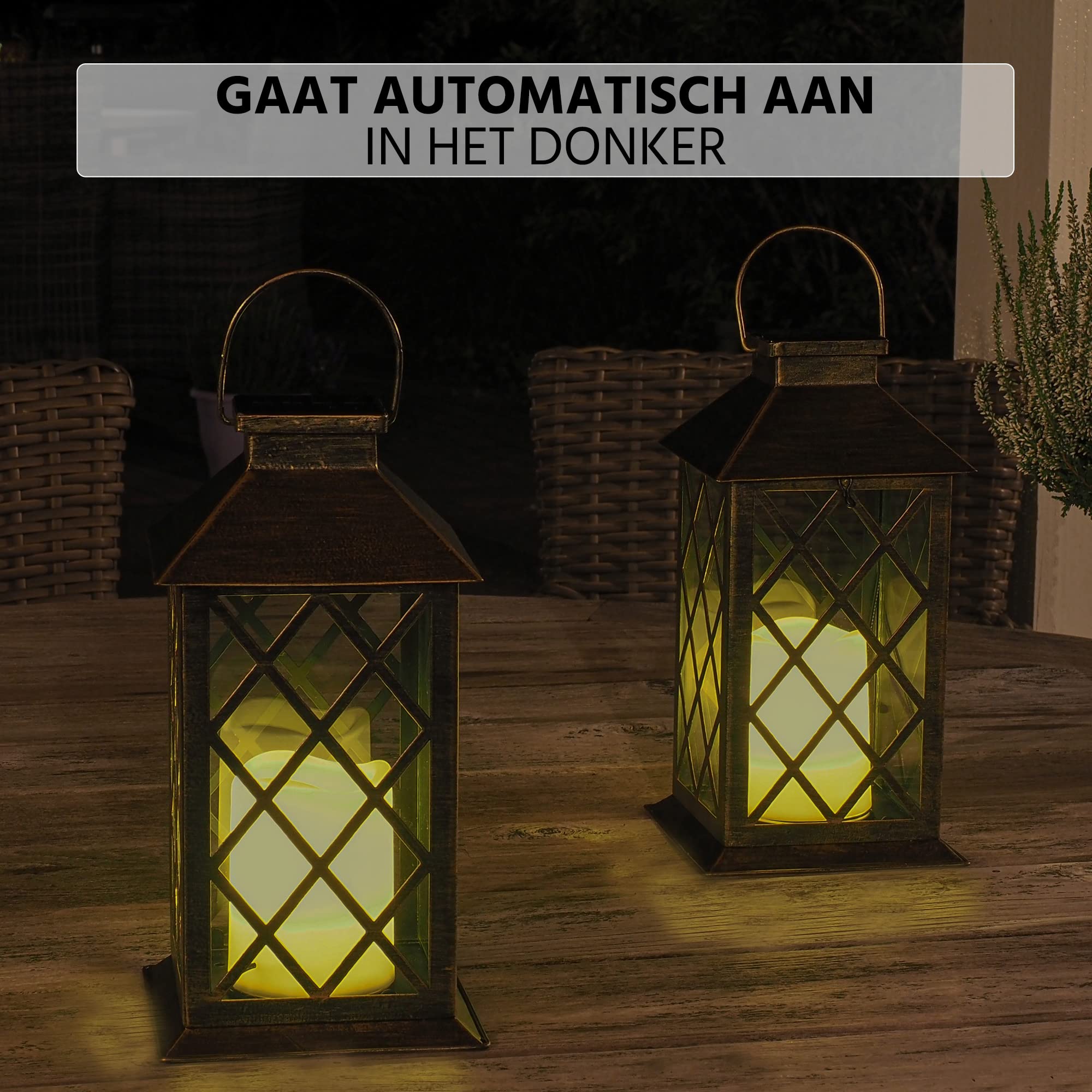 KS Verlichting Tuinlamp Square XL WOOD Lantaarn zwart