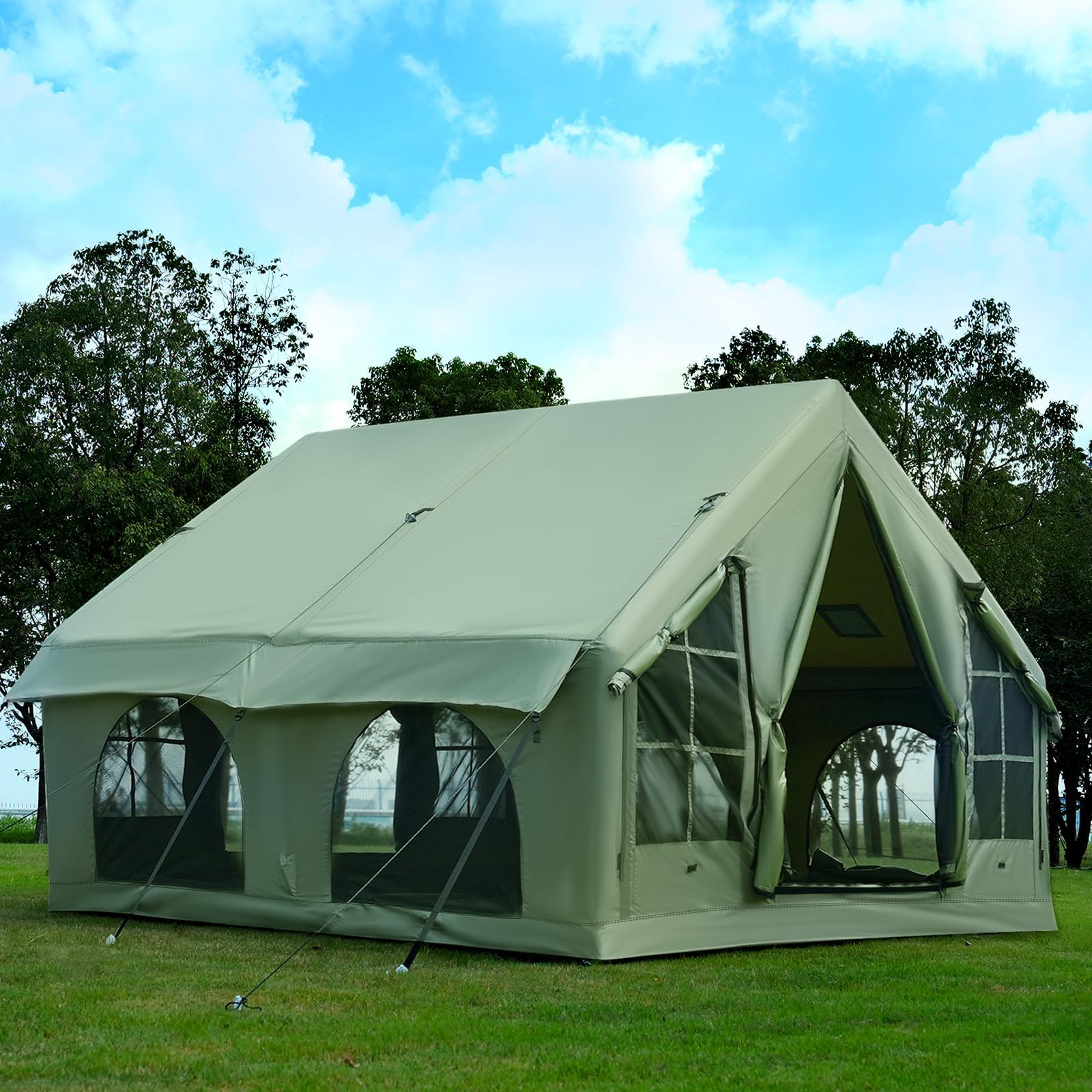KNUO Inflatable Camping Tent, Large Blow-Up Air Tent, No Assembly Needed Luxury Glamping House, Oxford Fabric