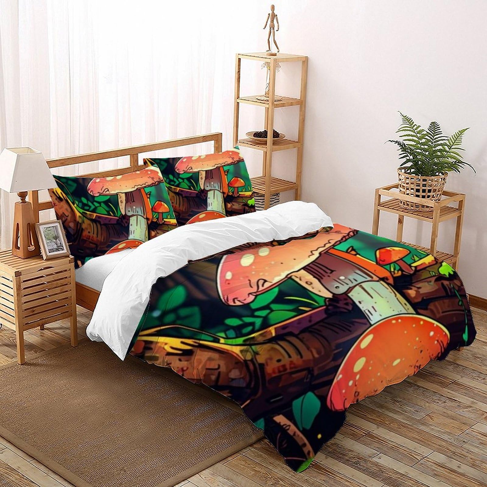 Housse de couette champignons colorés pour chambre de garçon