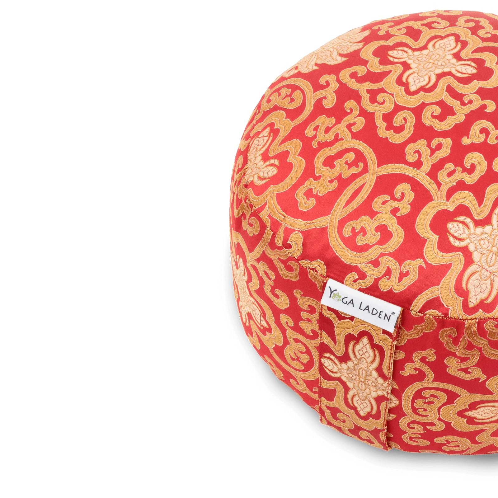 Meditationskissen Yogakissen Brokat 15cm - Yoga Sitzkissen mit waschbarem Bezug - Yoga Kissen Bodenkissen mit Bio Buchweizenschalen Füllung