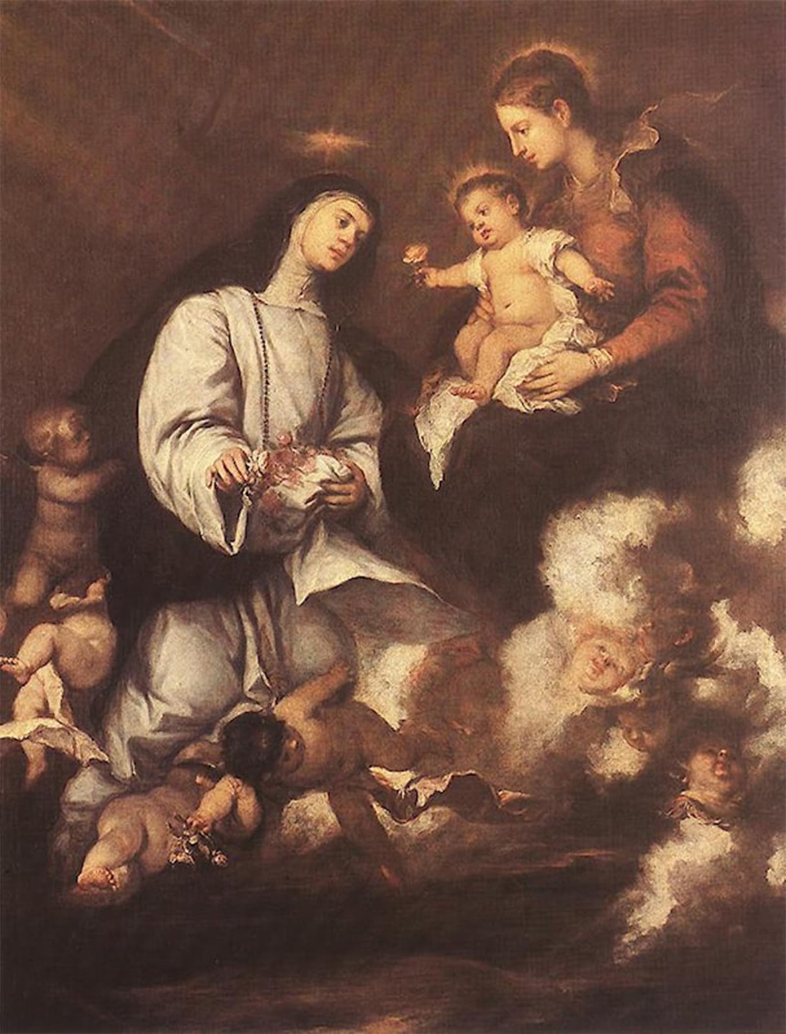 ARTXLXXBN Famous Print Painting Colorful Art Print St. Rose of Lima Before the Lady by José Antolinez Canvas Art Decorations for Home Decor 60x90cm