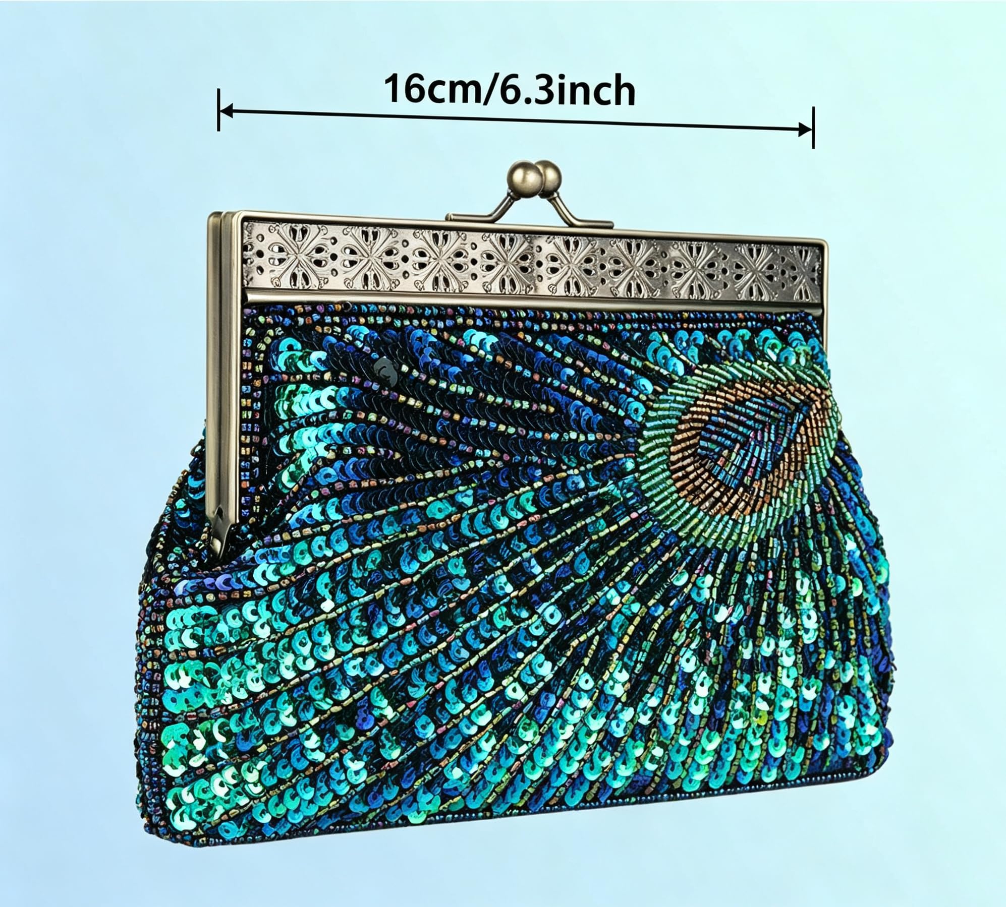 Bolso de noche para mujer, de lujo, pavo real, bolso de noche, bolso de boda, bolso de mano, bolso de mano