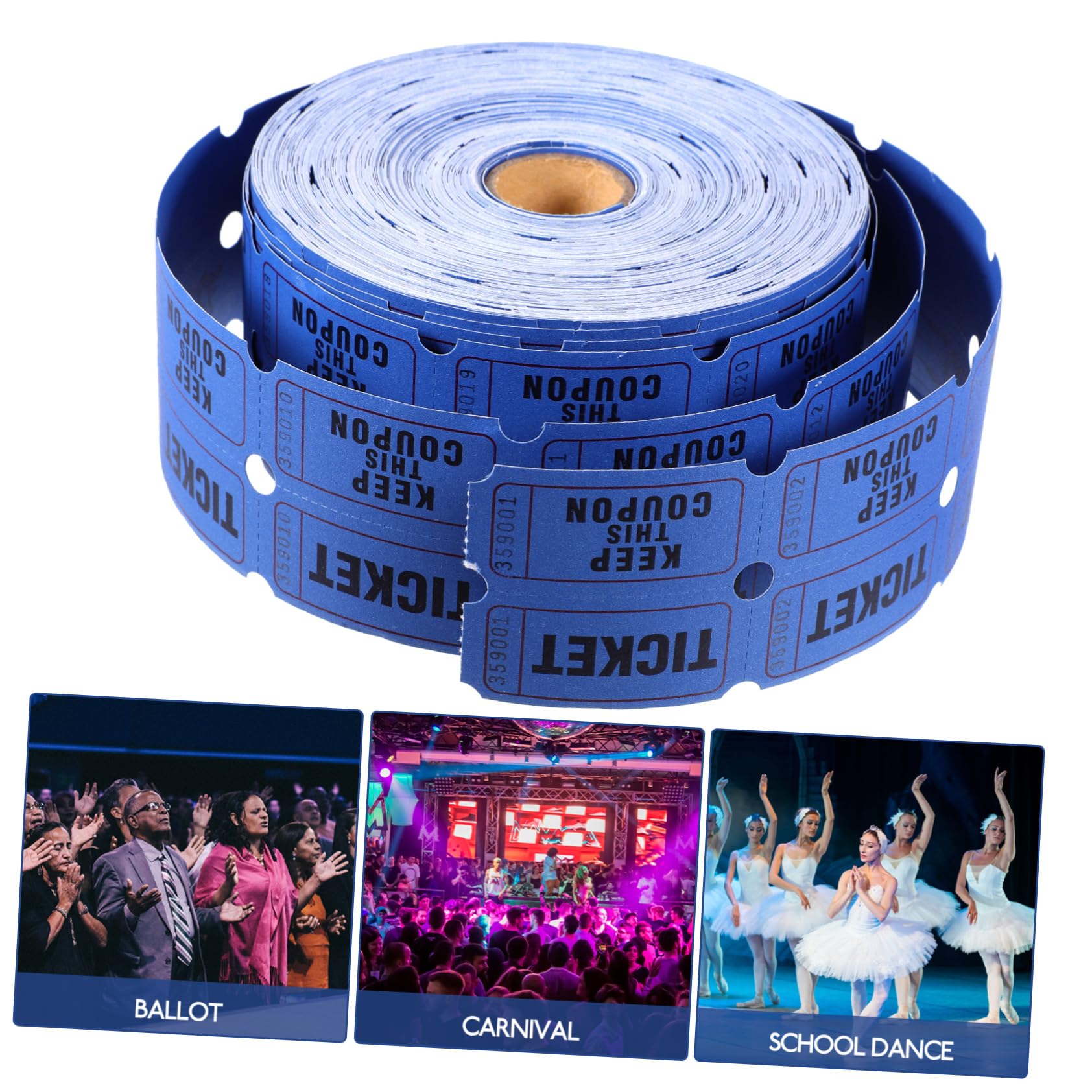 Boletos para Rollo Perforados Papel para en Fácil Rifa Azul de Uso Separación Ideales Divertidos y para Eventos y Sorteos