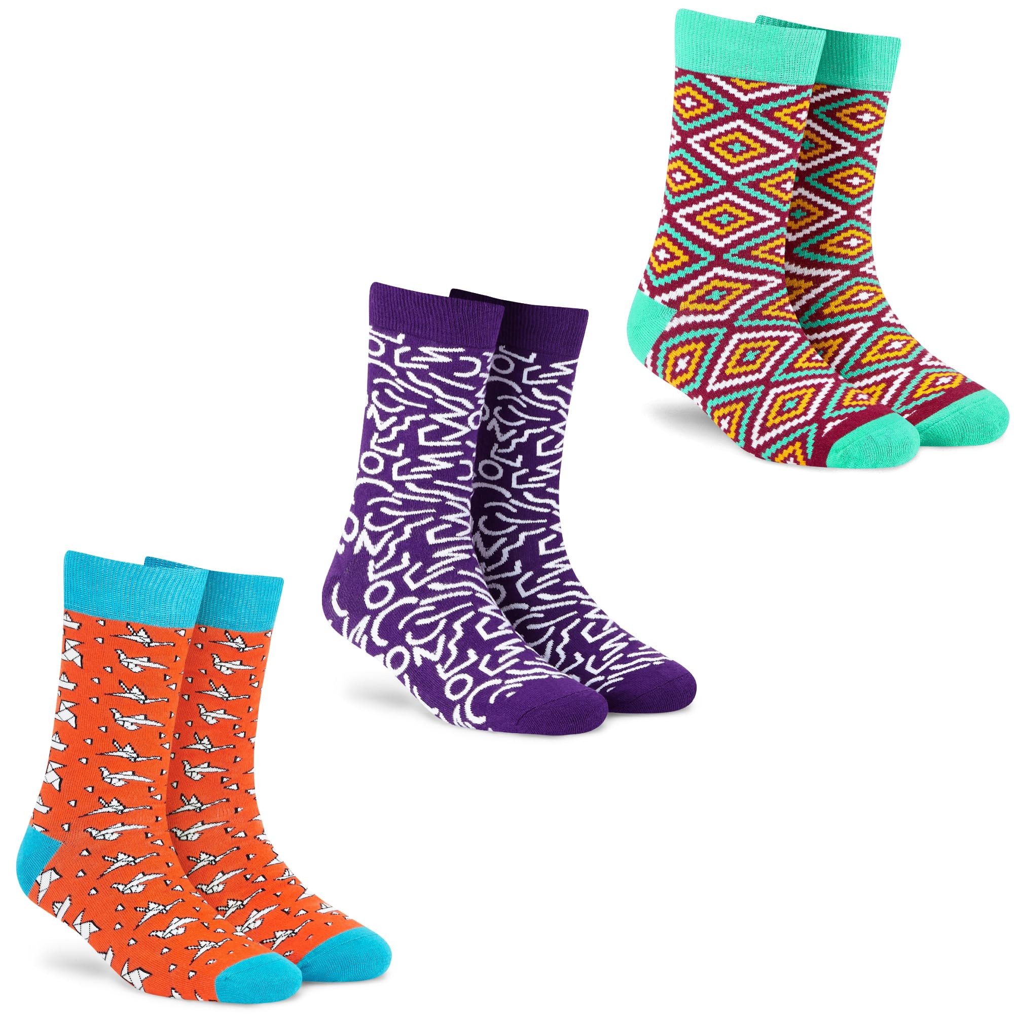 dynamocks Men's and Women's Combed Cotton Crew Length Socks (Pack of 3) (Multicolour, Free Size) (Crew - Origami + Rangoli + Doodle)-picture-17