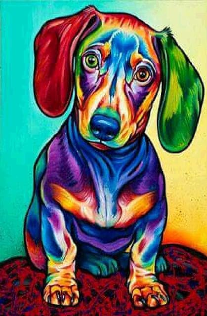 KOMKING Painting Paint by Numbers for Adults, DIY Paint by Number Kits for Kids Beginner on Canvas, Cute Dog 16x20inch Unframed