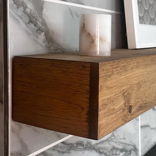 Miniatura 6 de URBANDI Moderno repisa de chimenea, contemporáneo, manto flotante, estante, hecho a mano, (marrón, 60 pulgadas de largo x 6 pulgadas de alto x 8