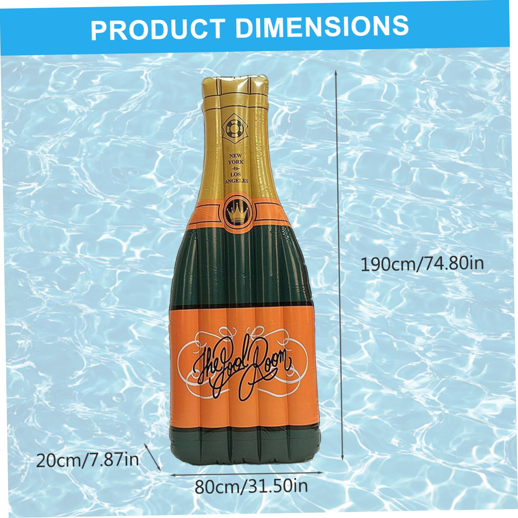 Flotas de la Piscina Inflable Champagne en Forma de biberón Tumbona 75x31.5x8 flotadores de PVC para Adultos Altos flotadores de tumbonas de Verano