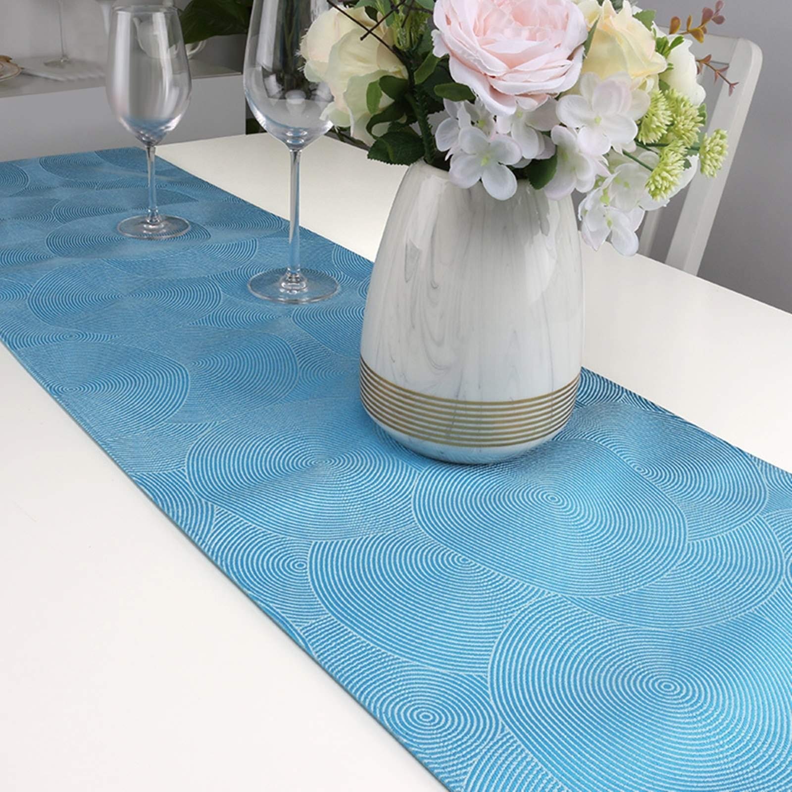 Table Runner Blue, Tischläufer Herbst Weihnachten 35X183cm Baumwolle Quaste Dreieck Faden Verlobung Deko