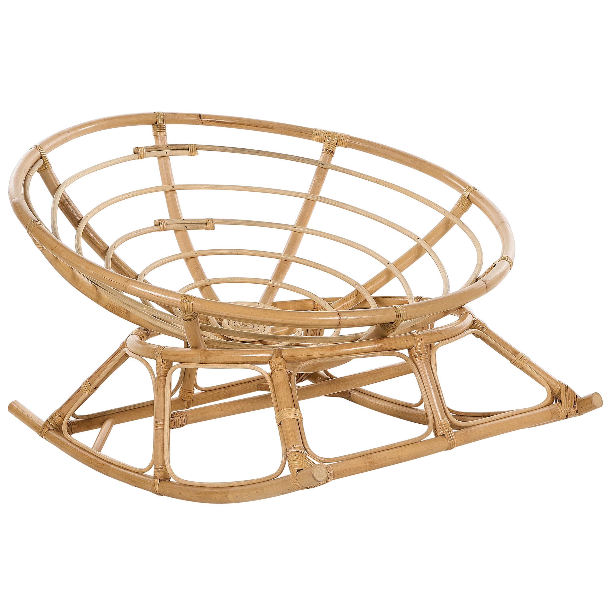 Beliani Fauteuil à Bascule Rond en Rotin Ton Naturel et Beige Clair Empilable Orvieto