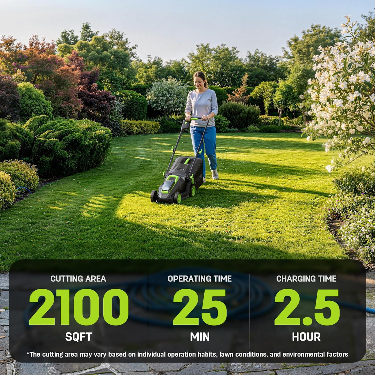 STEELITE 2x20V 13 Inch Brushless Electric Lawn Mower, Ultra-Lightweight with 2x4.0Ah Batteries for 50-Min Runtime, User-Friendly Cordless Push Mower for Garden, Yard & Farm