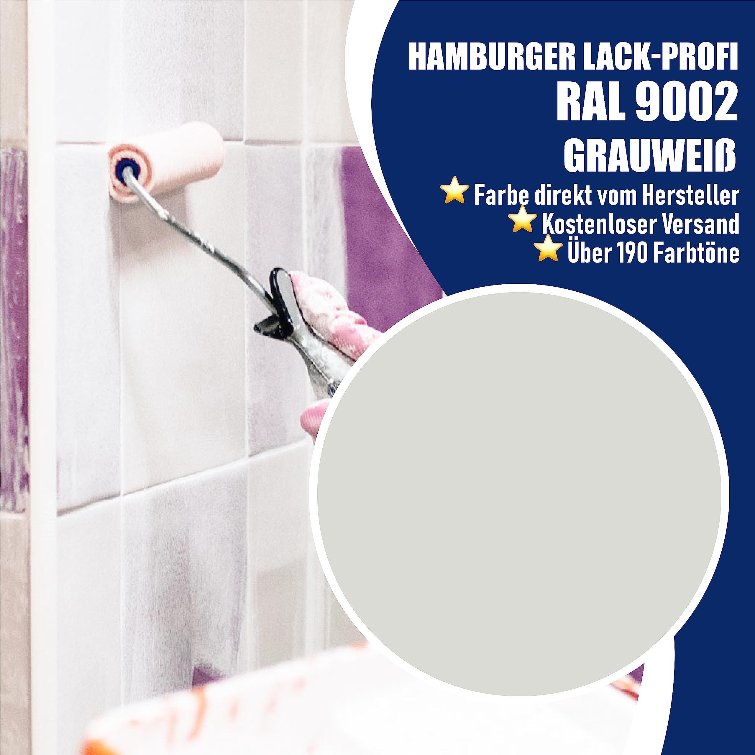 Hamburger Lack-Profi Fliesenlack MATT Grauweiß RAL 9002 Weiß Fliesenfarbe (1 L)