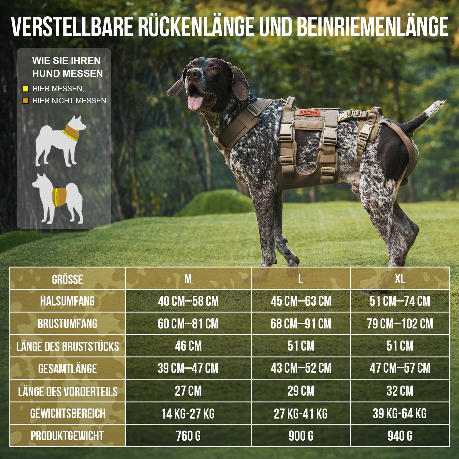 OneTigris Harnais pour chien, SKYEWALKER Support réglable avec 2 poignées pour le soutien et la rééducation, adapté pour les chiens de taille moyenne et grande, marron, XL