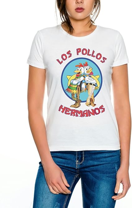 Camiseta De Mujer WhyKiki 'Los Pollos Hermanos' - Diseño Breaking Bad, 100% Algodón, Corte Estándar