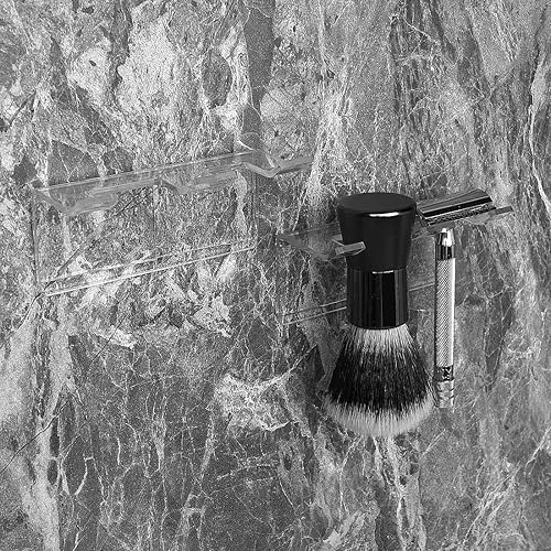 Miniatura 10 de Paquete de 2 soportes acrílicos para maquinilla de afeitar con cubierta para ducha, organizador de afeitadora montado en la pared con ventosa