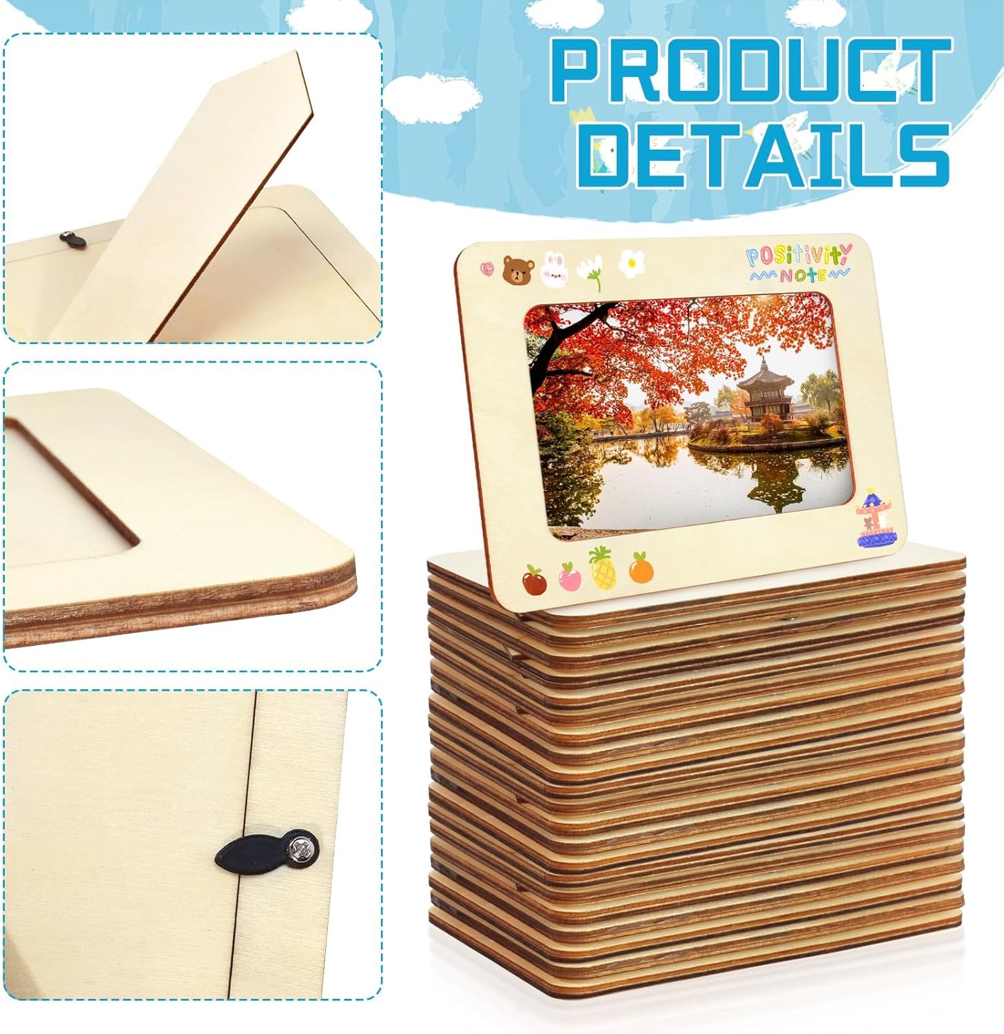VOKOY 35 Pack Wooden Picture Frames for Crafts, DIY Wood Craft Picture Frames Bulk for 4" x 6" Photos,Unfinished Standing Photo Frames DIY Crafts Wood Decorate for Mother's Day Birthday Party Gifts