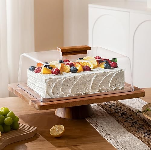 Miniatura 19 de HABIBEE 6-in-1 Soporte multifuncional de acrílico con cúpula para servir pasteles, 12 pulgadas