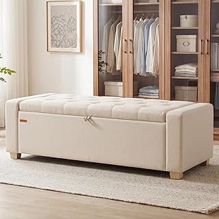 SONGMICS Storage Ottoman, Storage Chest Bench with Legs, End of Bed Benc...