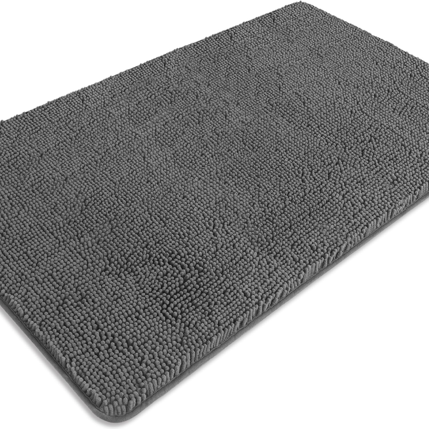 PureSwan Bathroom Rugs 30 x 50 Inch – Extra Large Bath Mat | Absorbent and Washable Thick Chenille Bath Rugs Non-Slip Runner Rug for Bathroom, Shower, Tub(Gray)