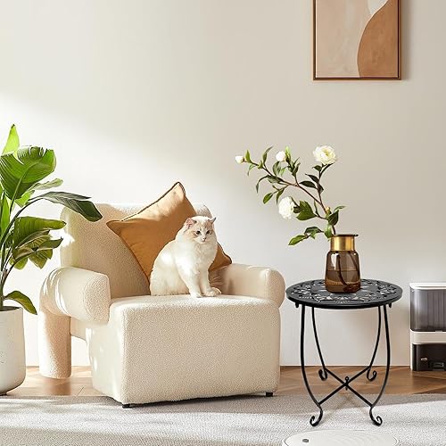 Miniatura 7 de Fashion&cool 2 Pack Outdoor Side Tables, 14" Round Patio Side Table, Weather Resistant Metal Outdoor End Table Side Table for Patio Yard Porch