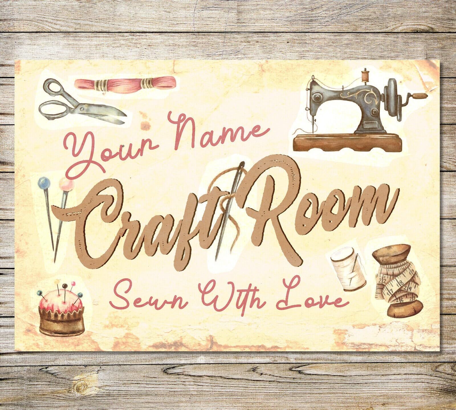 My Pixel Print Metal Personalised Craft Room Sign Sewing Room Sign Wall Art Custom Gift Plaque
