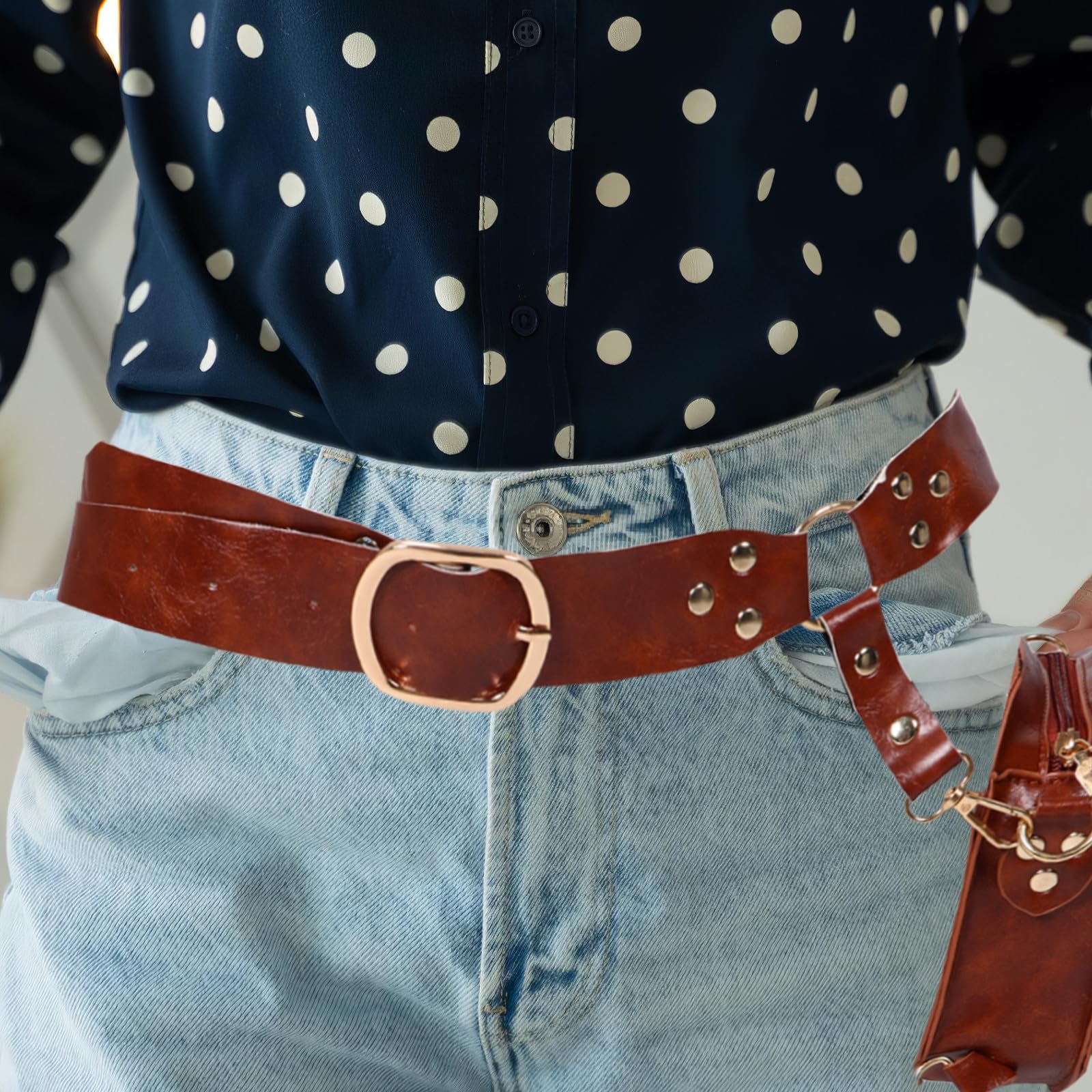 Tofficu 5 Stück Vintage Mittelalterliche Gürteltasche aus Kunstleder mit Schutzfunktion und Verschleißfestigkeit für Partys und Festivals im Steampunk Ritterstil für Damen