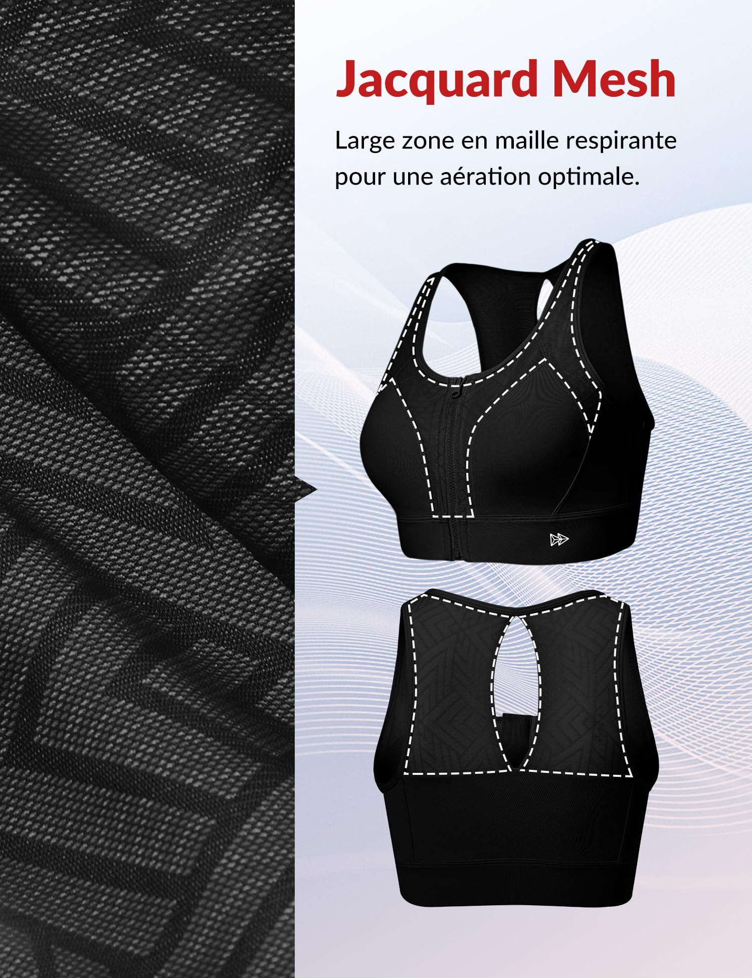 Yvette Soutien-Gorge de Sport Femme | Fermeture éclair sur le devant, grandes tailles, dos nageur, coussinets intégrés, facile à enfiler et à retirer