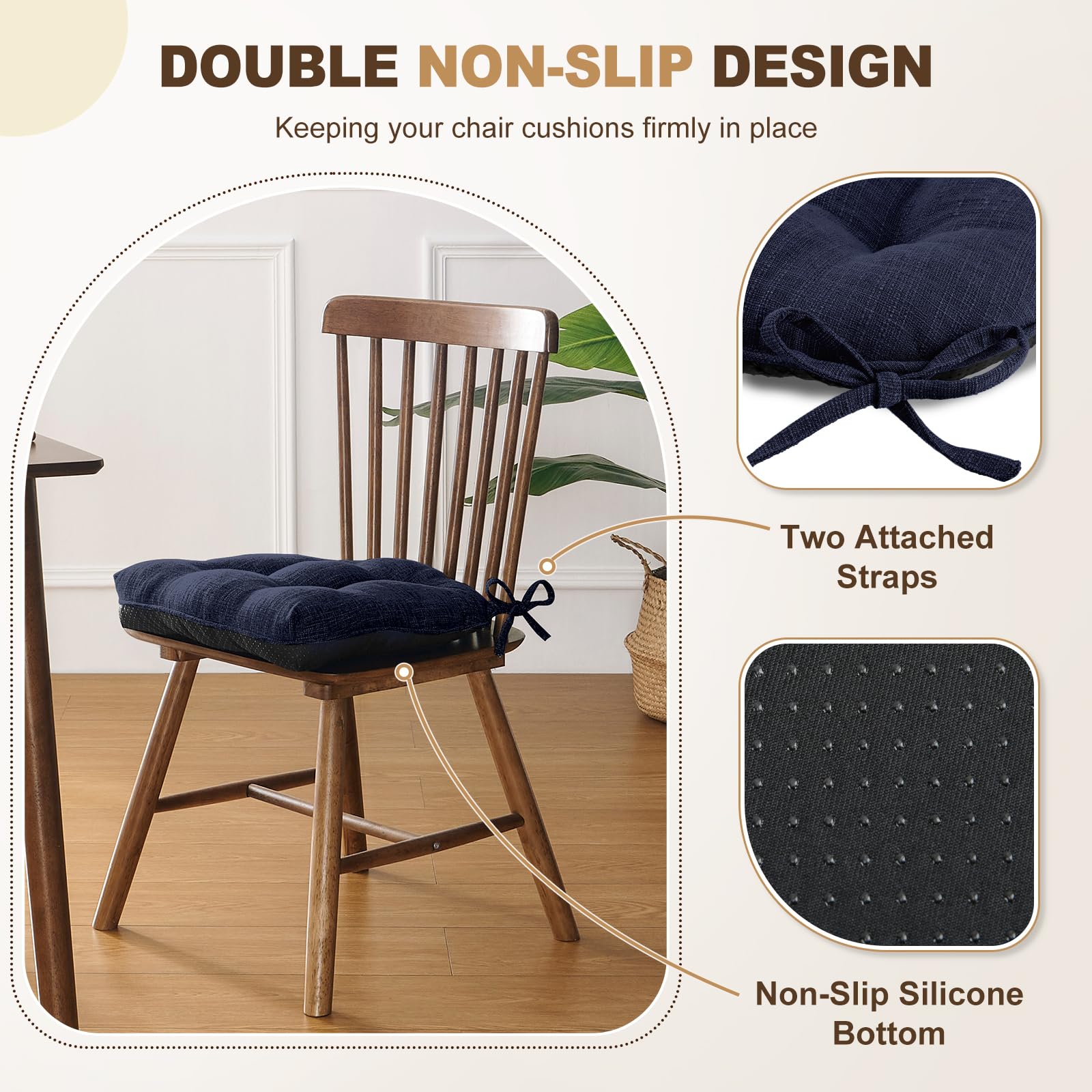 IPYNBAP Lot De 4 Coussins De Chaise Touffetés En Mousse à Mémoire - 8