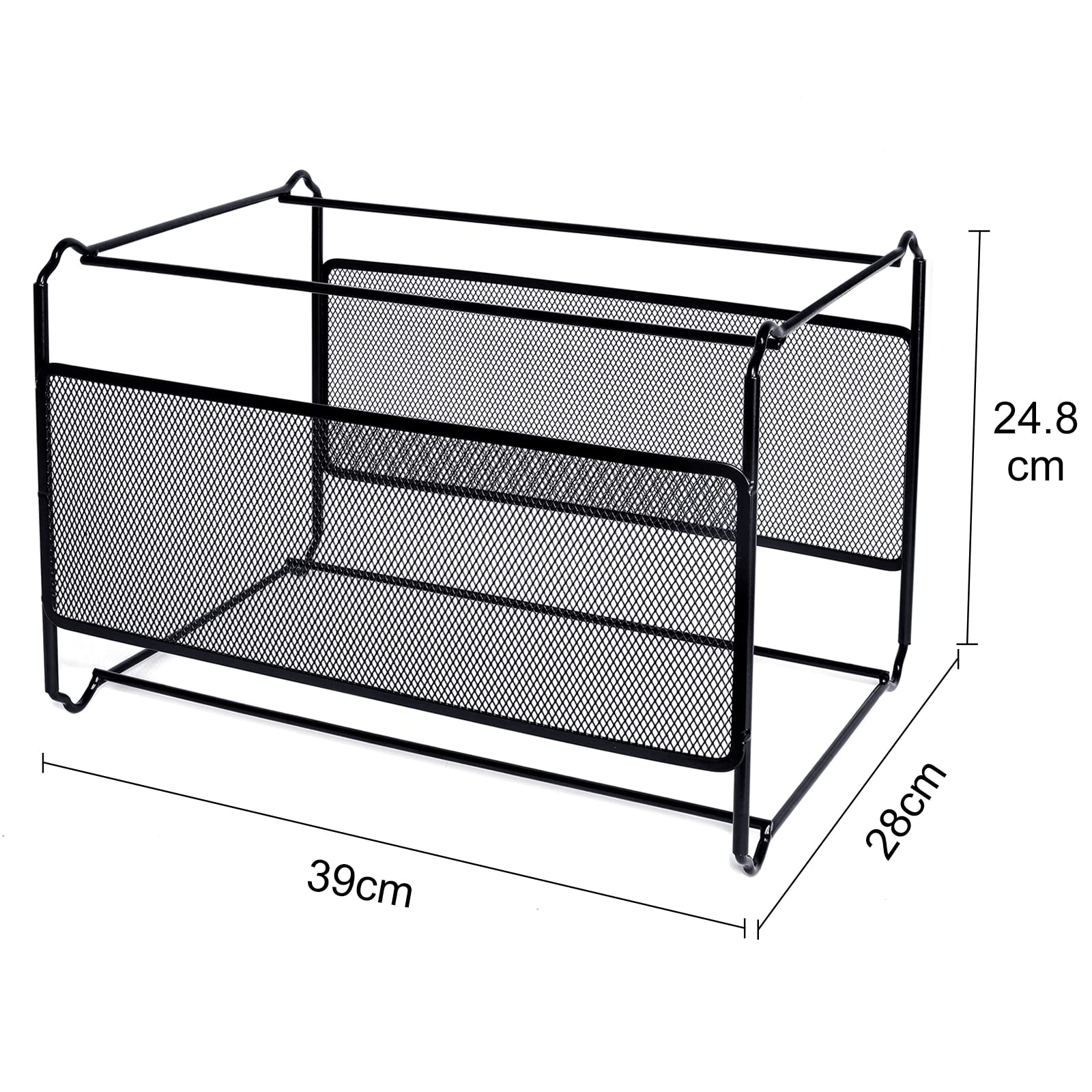 Cartelle Sospese (39 x 28 x 24,8 cm), Supporto per Cartelle Sospese in Metallo - Facile da Montare -Organizer per Documenti A4 (Nero)