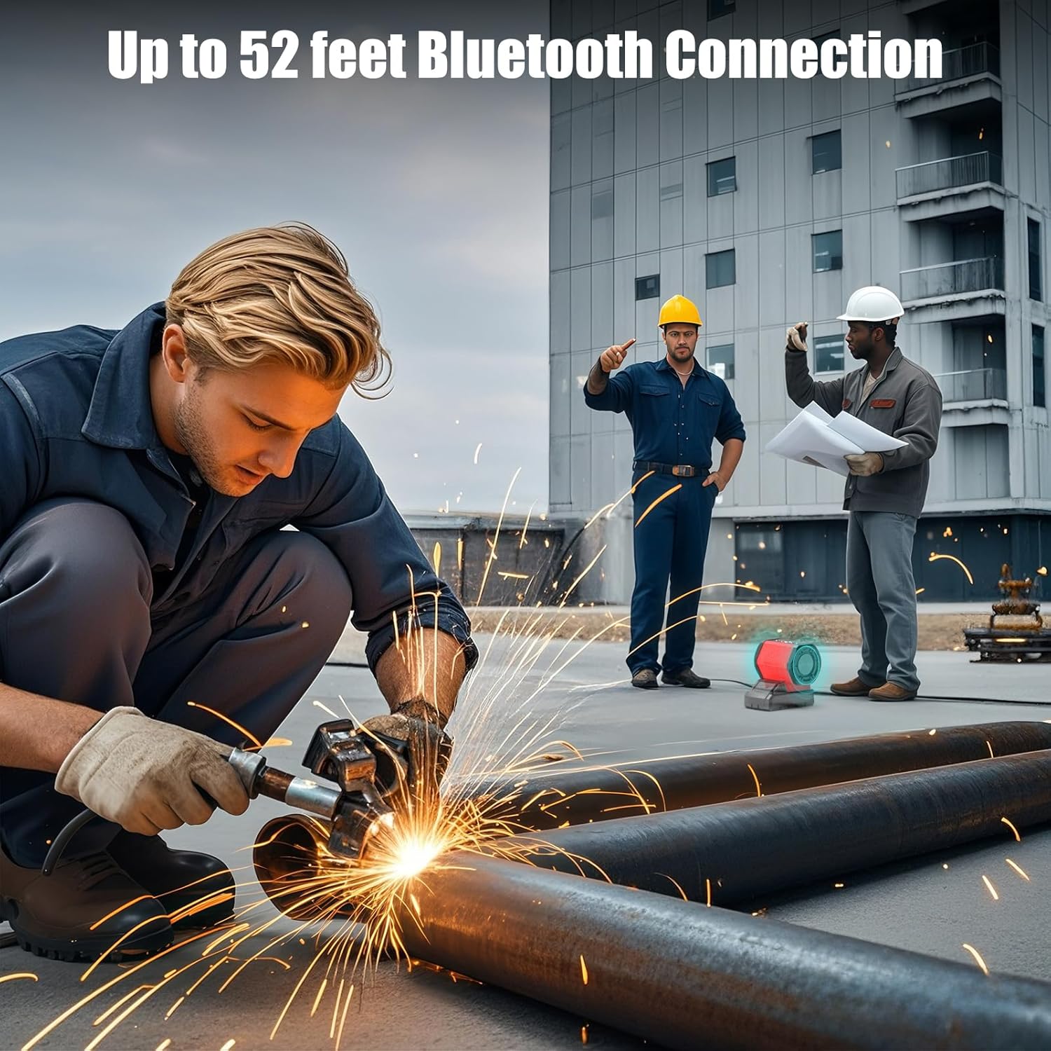 ohyes Bluetooth Speaker Compatible with Milwaukee 18V Battery Packs with USB-A/C Charging for Jobsite Camping & Parties (Battery not Included)