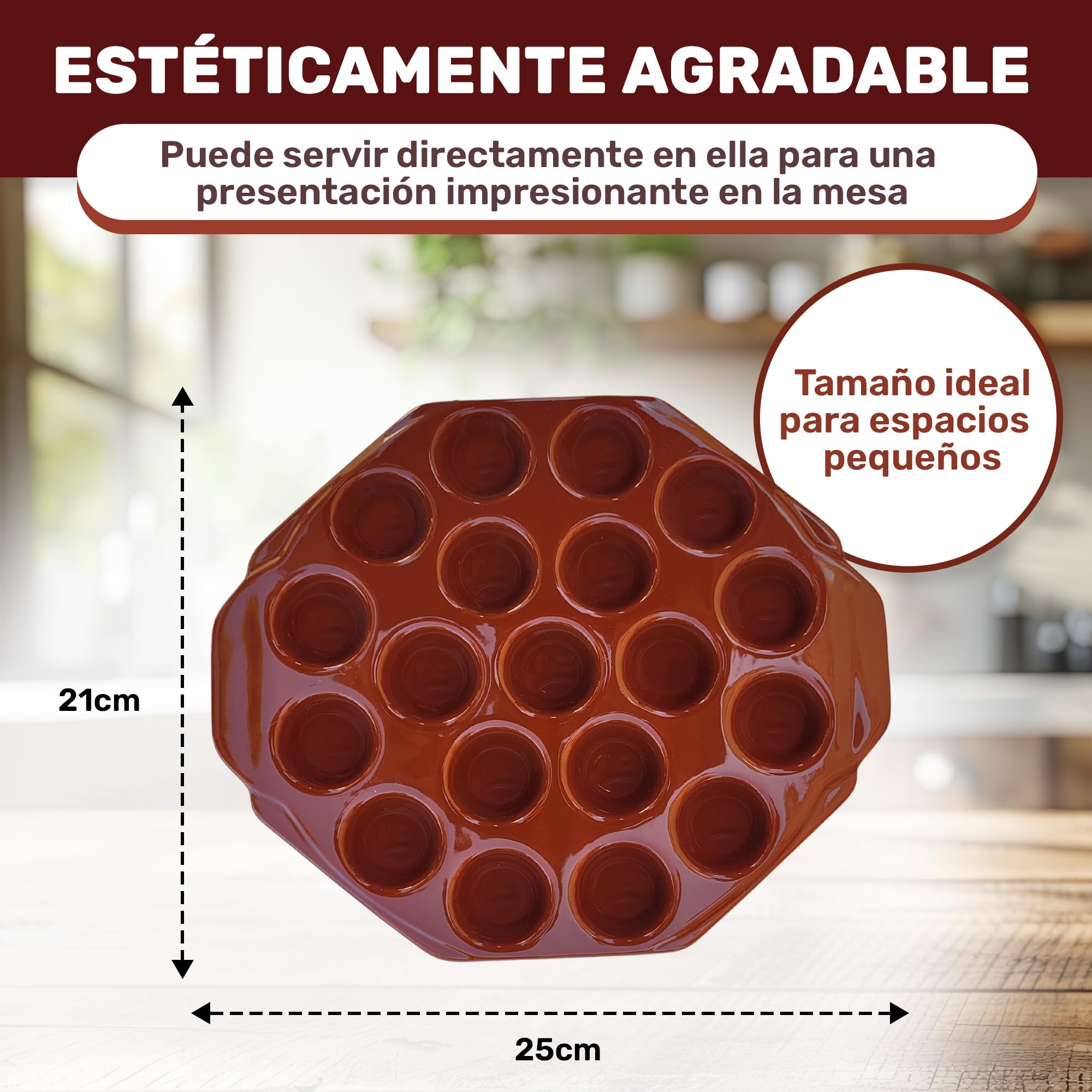Provolonera Fondre du fromage Provolone céramique terre cuite 19 cavités gril four micro-ondes fromage fondu escargots. Pour rôtir, barbecue, barbecue, haché, manger ou dîner. Provolette Provolera