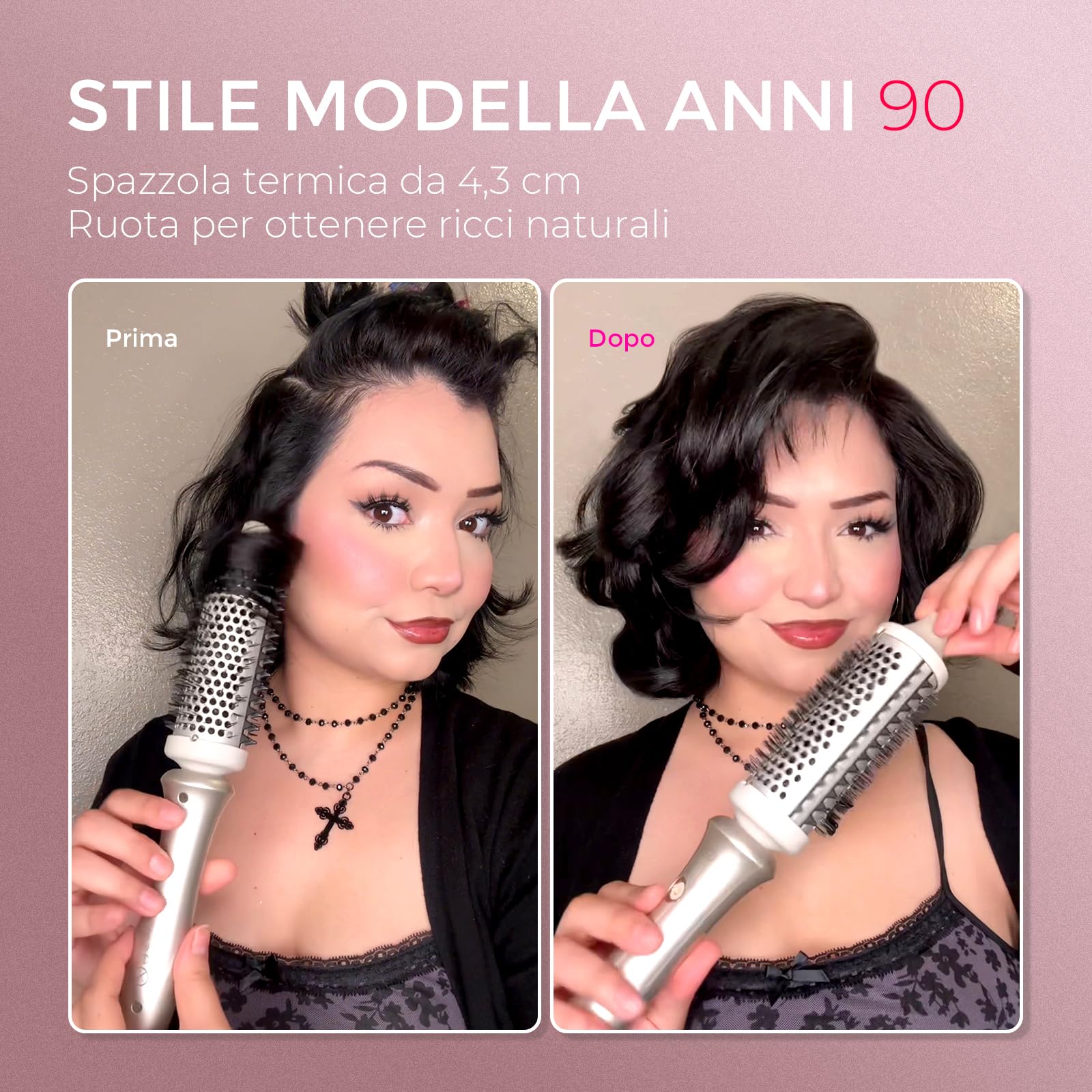 TYMO STYLUX Thermal Brush, Spazzola Termica da 43mm per Creare Ricci Naturali per Capelli, Spazzola Arricciante in Ceramica in Unica per Capelli Voluminosi, Rotonda Elettrica Riscaldata