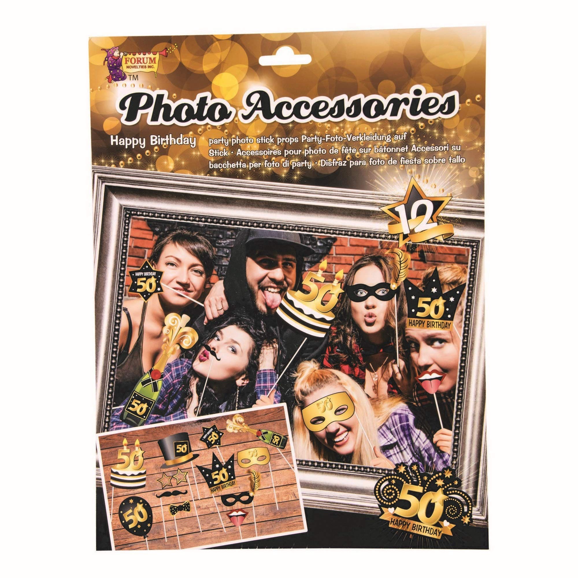 Bristol Novelty-50th Birthday Photo Booth Accessori per Travestimento, Multicolore, X81659