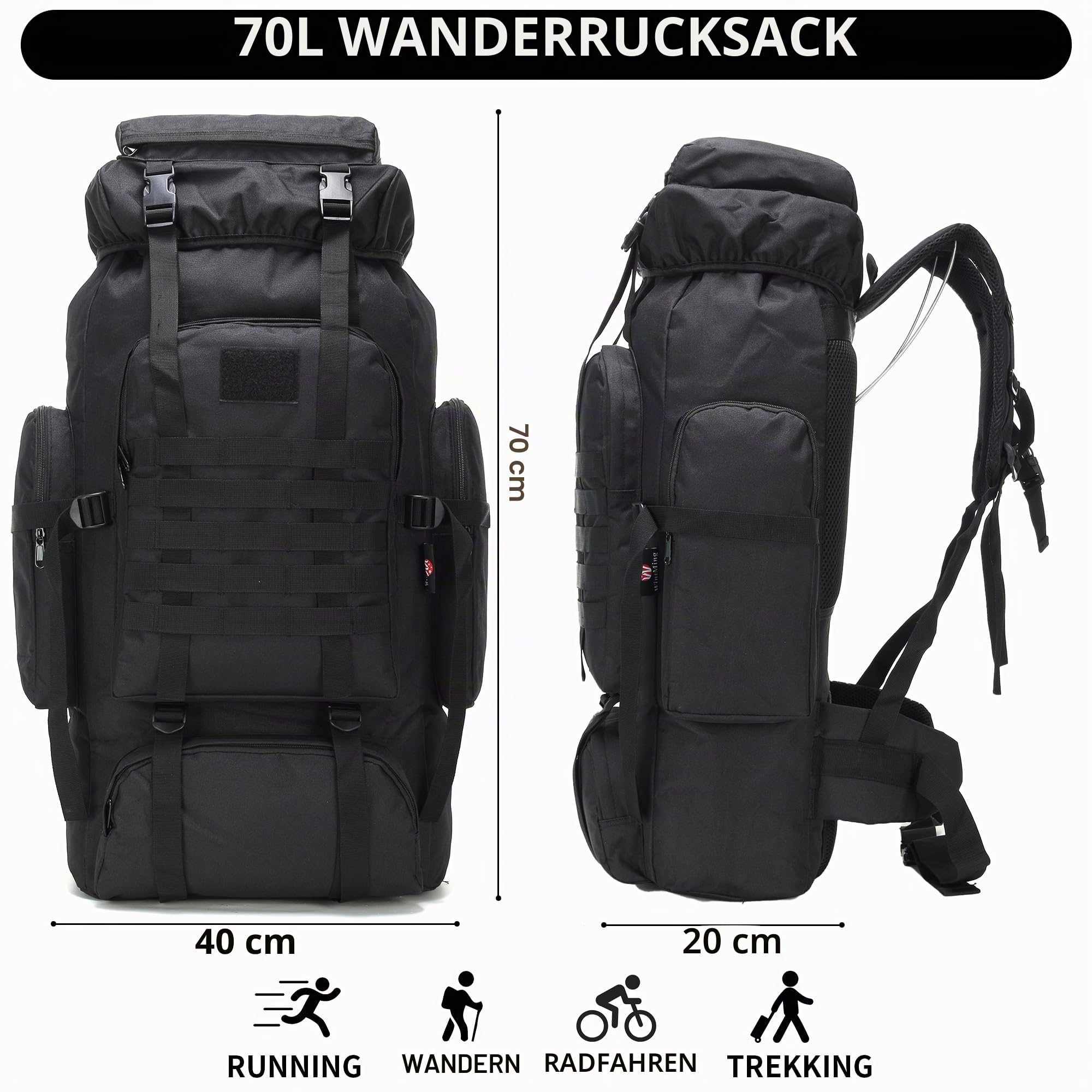 Unisex Military Hiking Backpack Wanderrucksack (1er Pack)