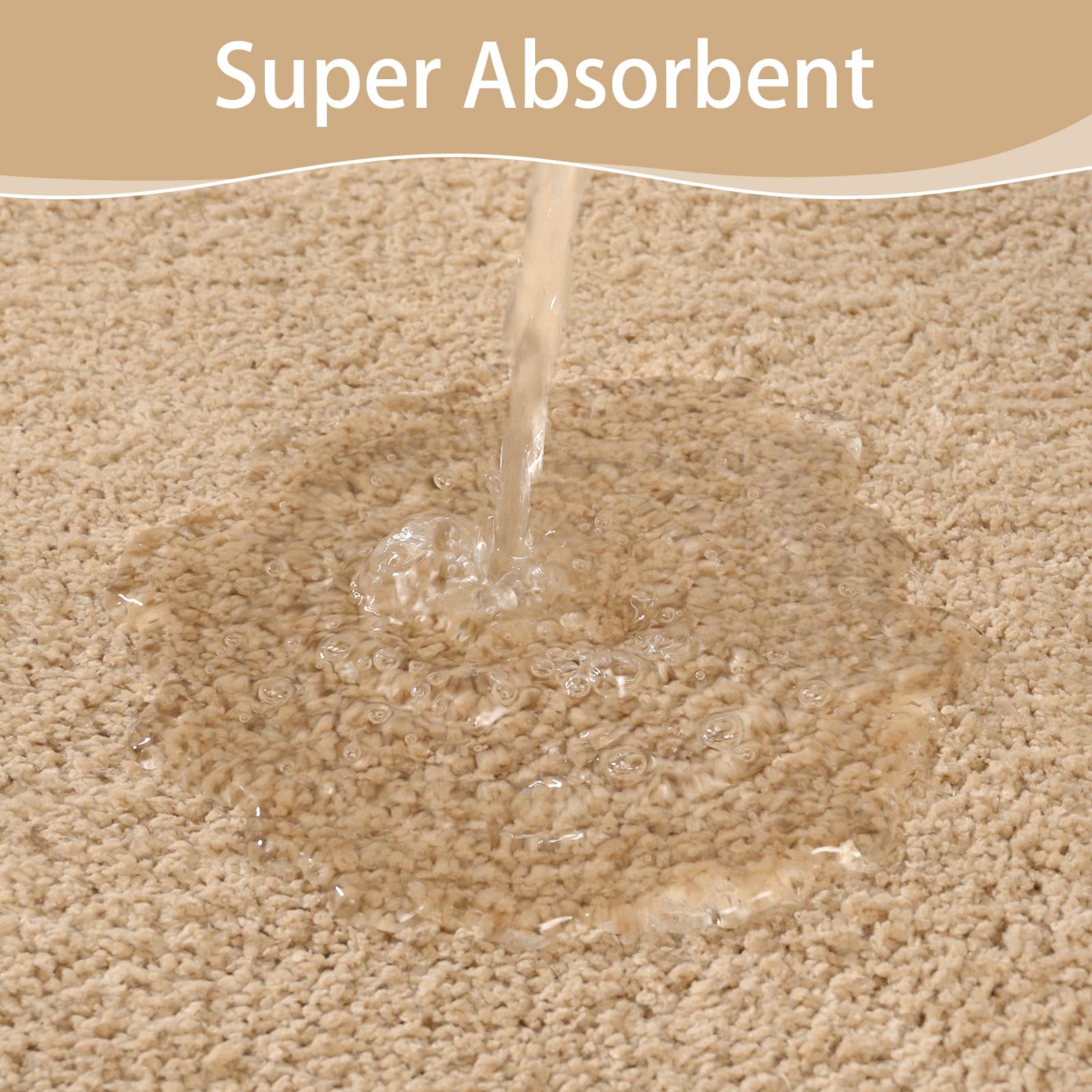 LOCHAS Badezimmerteppich-Set, Beige, weiches Badteppich-Set, 2-teilig, WC-Vorleger, U-förmig, 20 x 20 und 24 x 48 cm, Badteppiche, schnell trocknende Matten für Badezimmer, Badewanne, waschbar, super