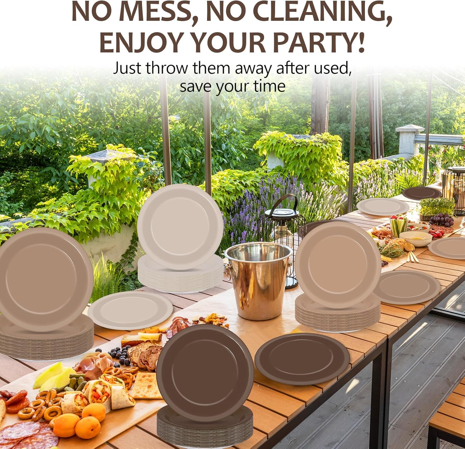 100Pcs Brown Paper Plates 9 Inch Gradient Brown Color Plates Disposable Round Dessert Plates Brown Party Tableware Solid Color Paper Plates Winter Table Decors for Birthday Gatherings Outdoor Party