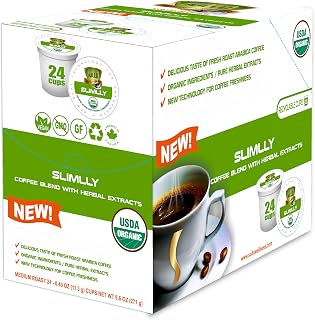 SOLLO Infused Organic Medium Roast Slimlly Low Acid Coffee, Single Serve Pods, Compatible With 2.0 K-Cup Keurig Brewers, 24 K-cup