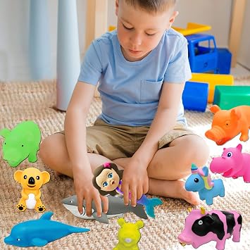 Baby Squeaky Toy Squeeze Party Favors Toys for Boys Novelty Toys & Amusements Screaming Rubber Gag Gifts Small Animal Toys Funny Dog Toys 6-8In Baby Sensory Toys 2PK(Squeeze Me Froggy 2PK)