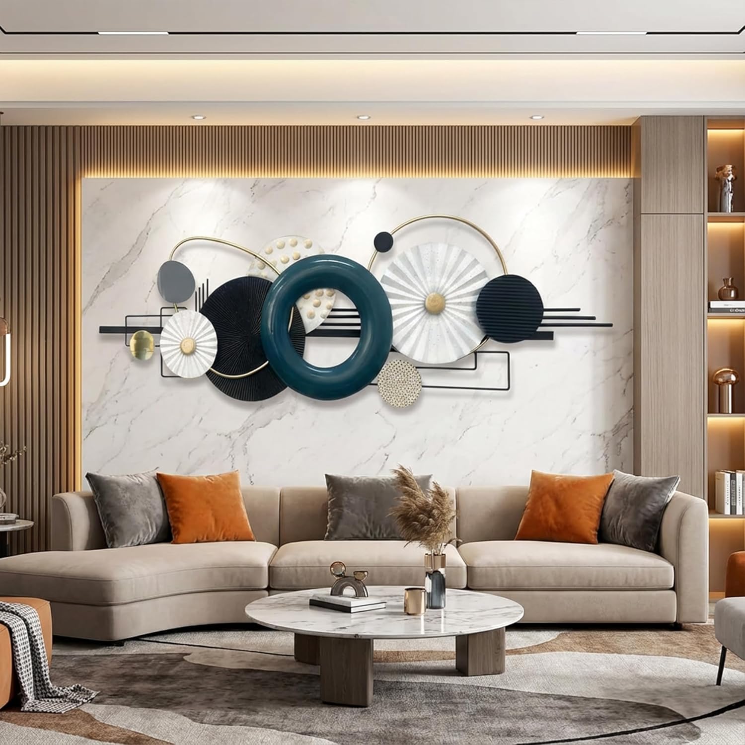 Soul Relaxation 3D Geometric Metal Wall Art - Extra Large Modern Wall Sculpture for Living Room & Dining Room Decor