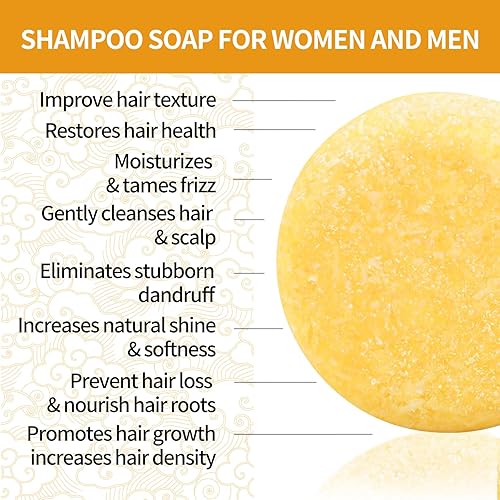 Miniatura 2 de Barra de champú de jengibre, paquete de 2 barras de champú de jabón de cúrcuma para fortalecer el cabello débil o dañado, crecimiento y crecimiento