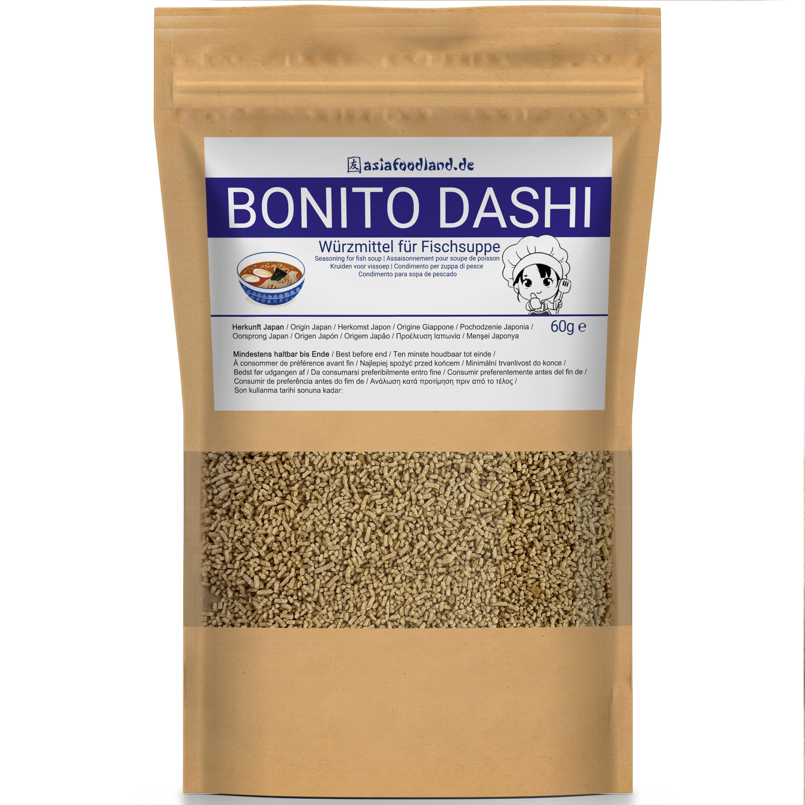 Asiafoodland Bonito Dashi Dashi Polvo Condimento para sopa de pescado 60 g
