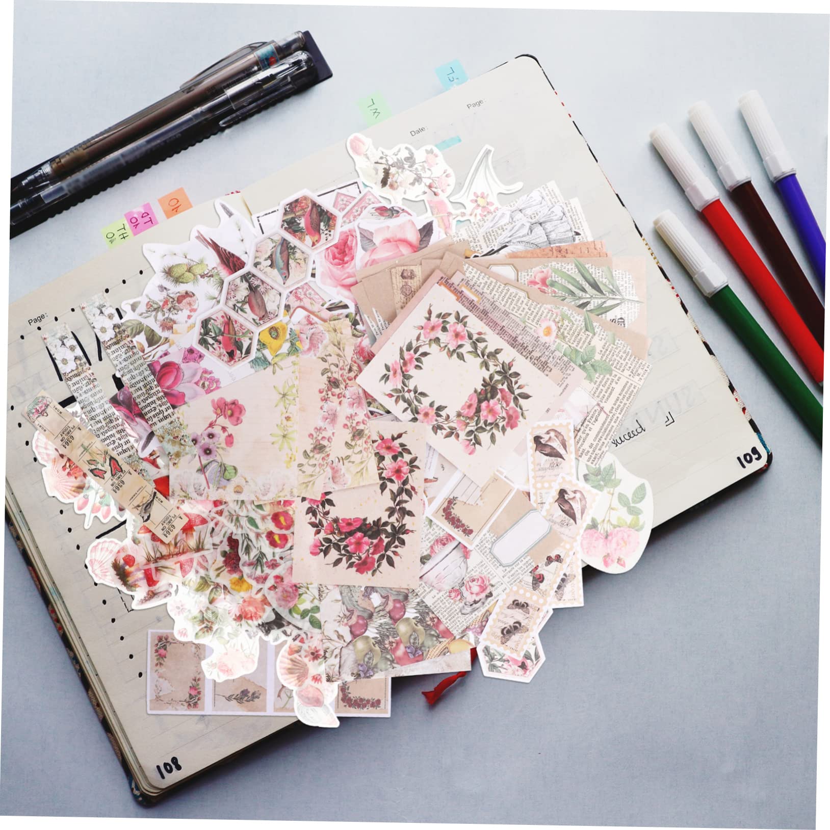 NUOBESTY 5sätze Bastelmaterial Selbstklebende Pflanzen Und Blumenaufkleber Für Handkonten Scrapbooking Und Kreative Dekorationen Für Karten Und Persönliche