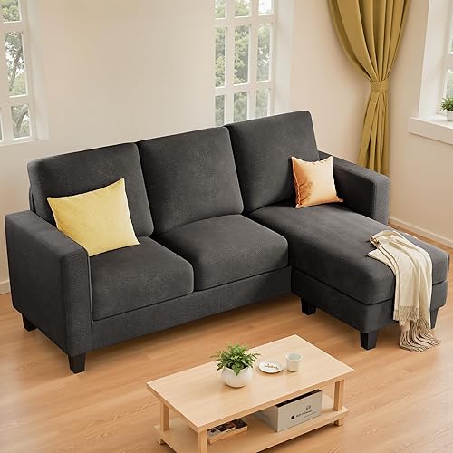 Miniatura 3 de Furmax Sofá modular convertible para sala de estar, sofá en forma de L de 3 plazas con diván reversible, sofá pequeño para apartamento (tela de