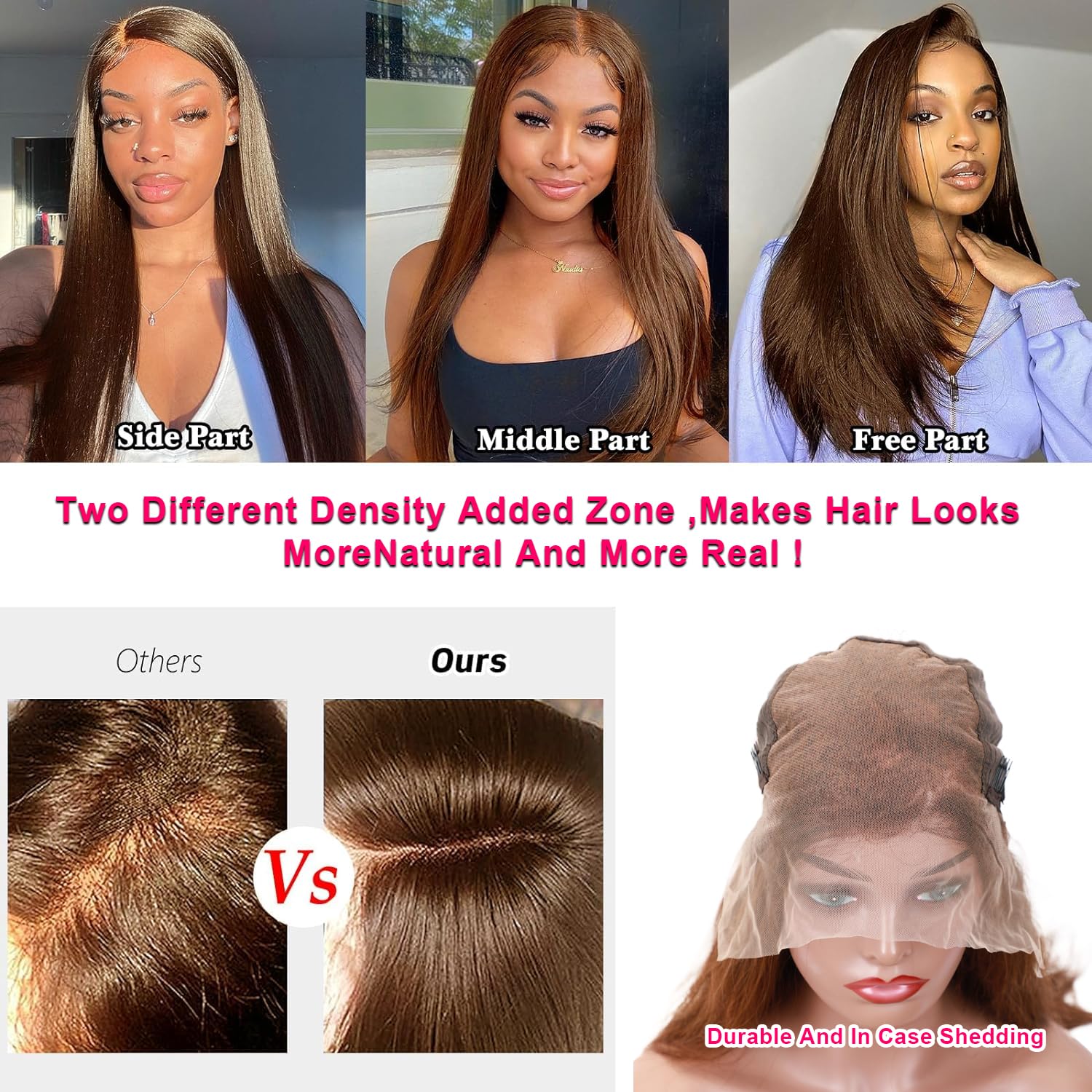 34 inch Chocolate Brown 13×6 lace front wig human hair