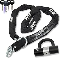 Vista 9 de AKM Candado de cadena para bicicleta de 47.2 in/4 pies, resistente, duradero, 0.472 in de grosor, antirrobo, cadena de bicicleta con 4 teclas