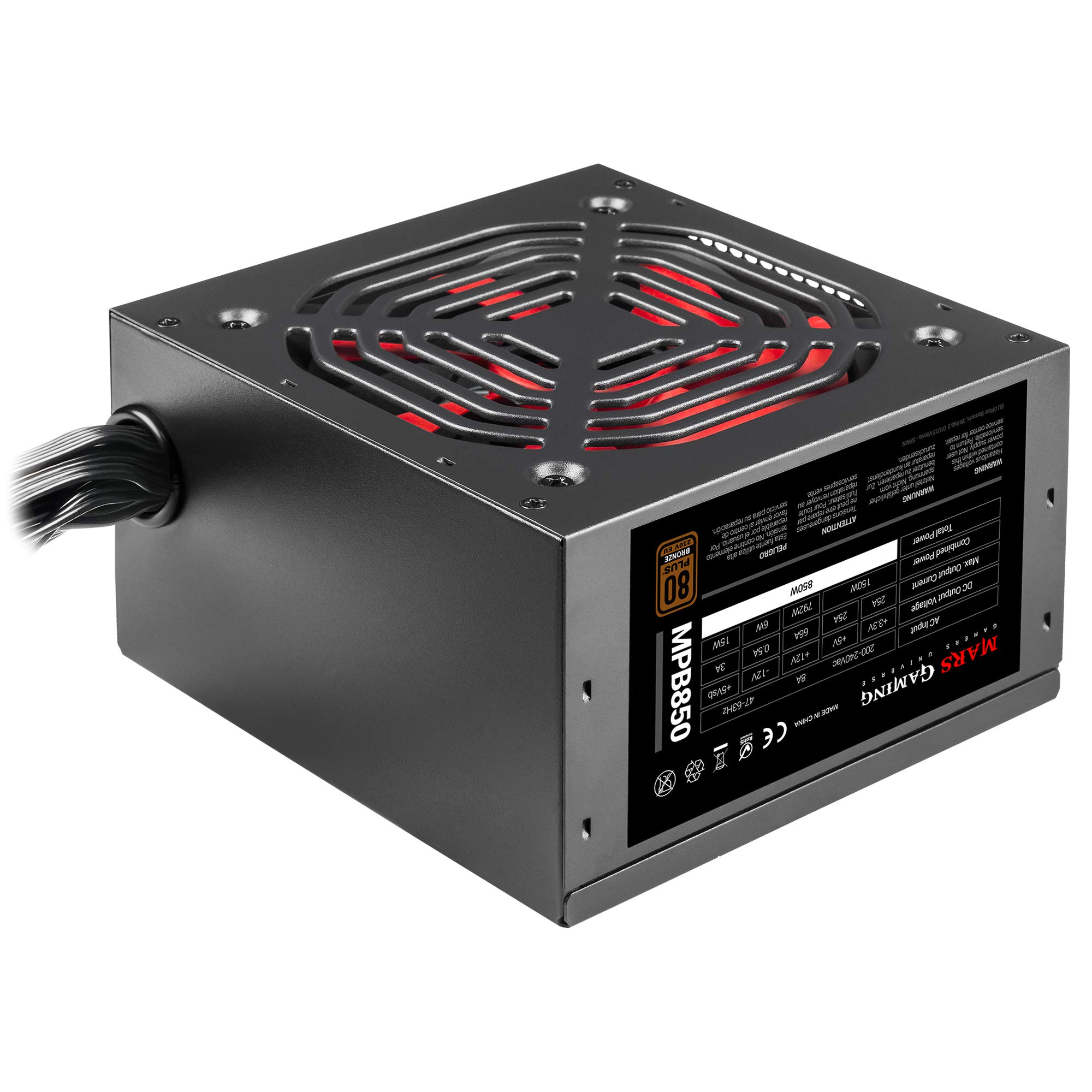 Alimentation ATX Mars Gaming MPB 850W (Noir/Rouge)