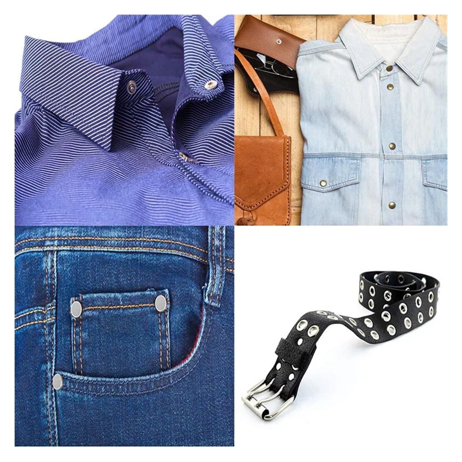400 set Bottoni a pressione in metallo/ottone/Occhiello con rondella/Rivetti a doppio cappuccio for abbigliamento Borsa artigianale Scarpe Cintura Jeans Sarto fai-da-te Facile da applicare