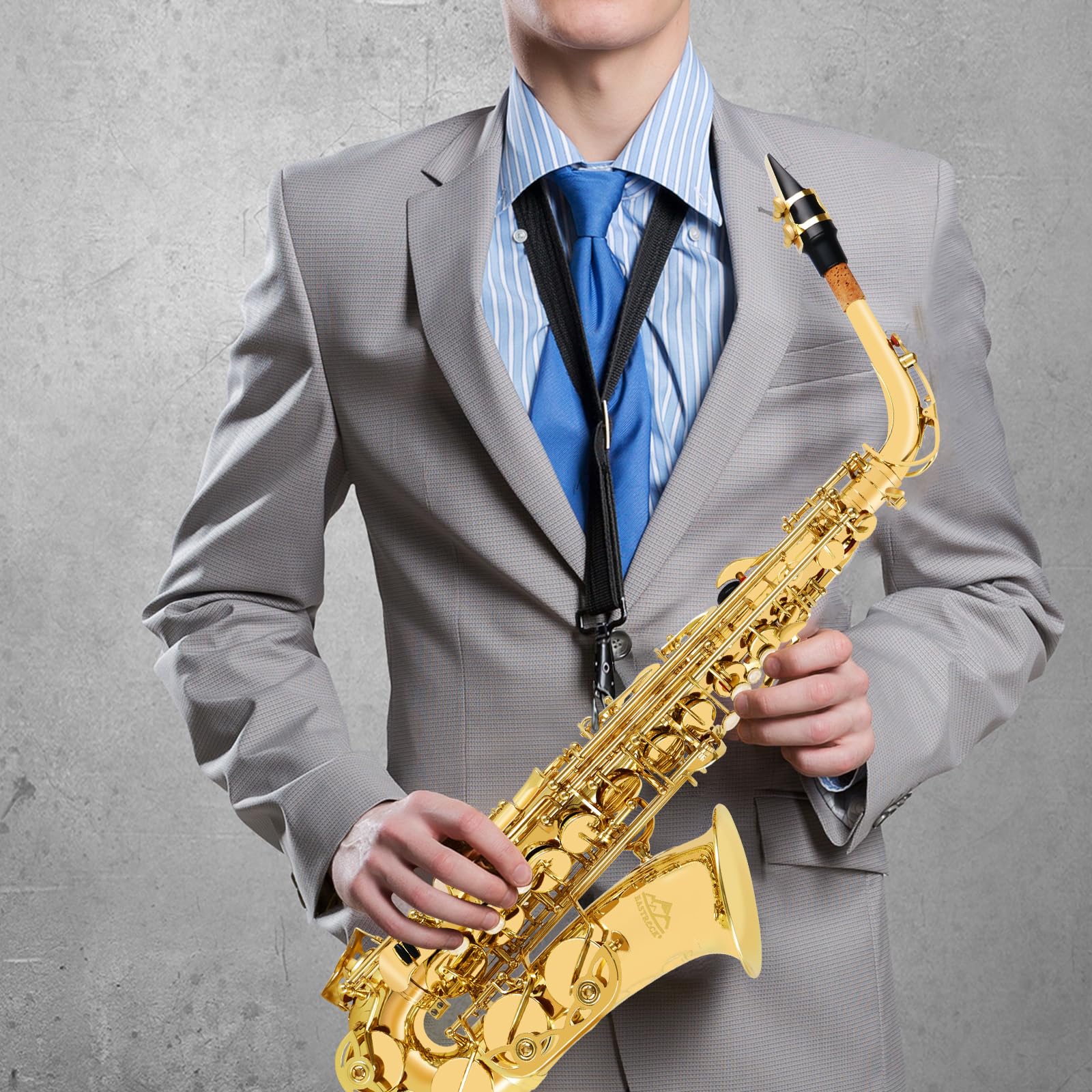 EASTROCK Débutants Saxophones Alto, Saxophone Alto E Plat en Laiton Laqué Doré, Mi Bémol Saxophones Etudiants, Étui Rigide Inclus (Or)