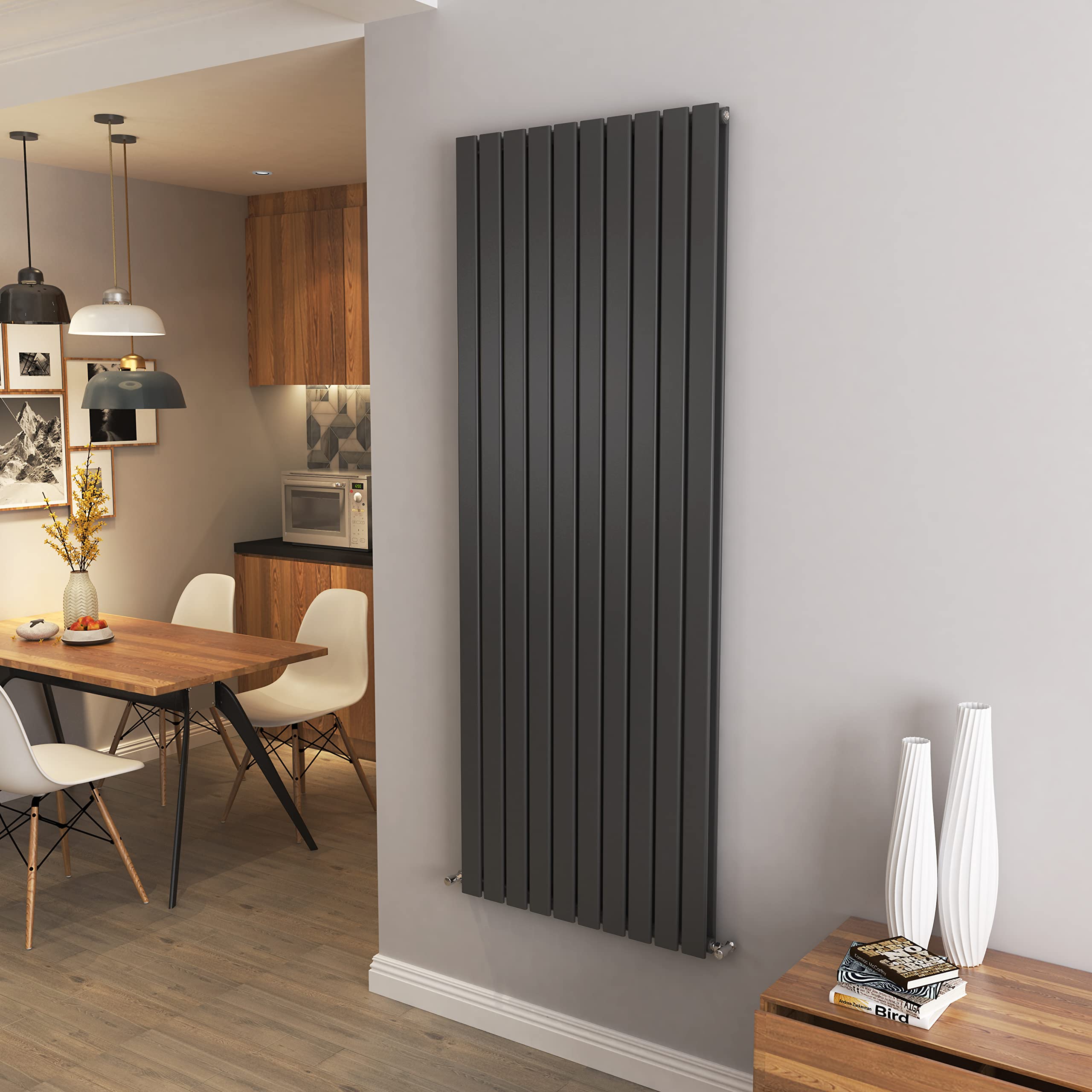 Biubiubath Anthracite Vertical Radiator Double Column Flat Panel Central Heating Radiators 1800 * 680Mm